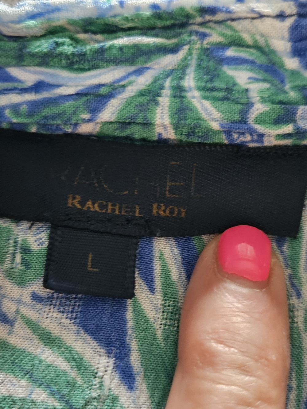RACHEL Rachel Roy Blue and Green Floral Tie-Front Blouse - Picture 5 of 12